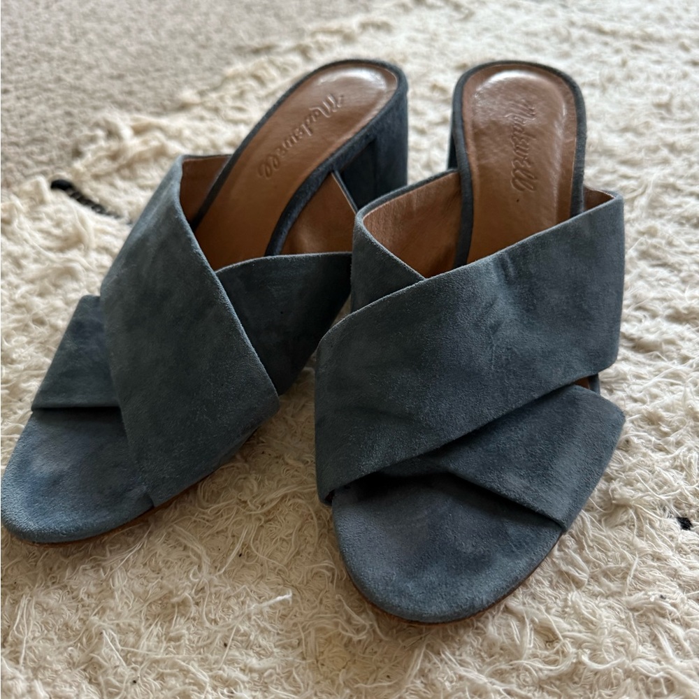 Madewell Blue Mules Suede Clogs